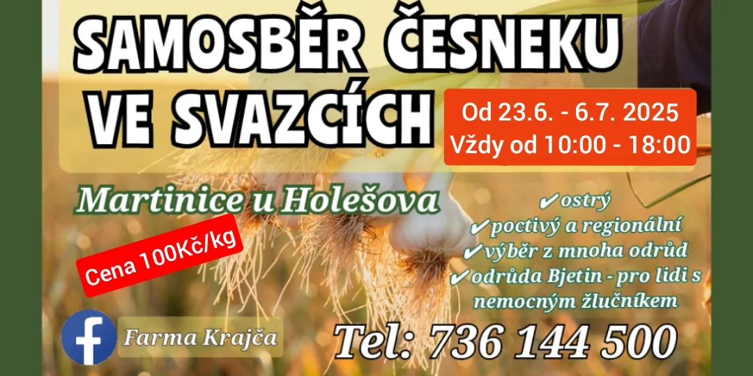 Grafika k samosběru, kterou si farma udělala v roce 2025