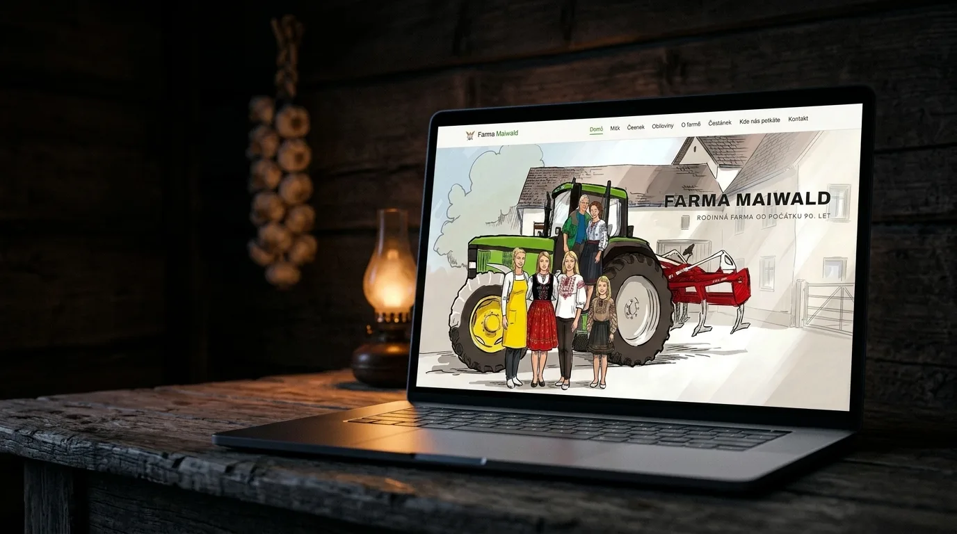 Web rodinné farmy Maiwald na notebooku