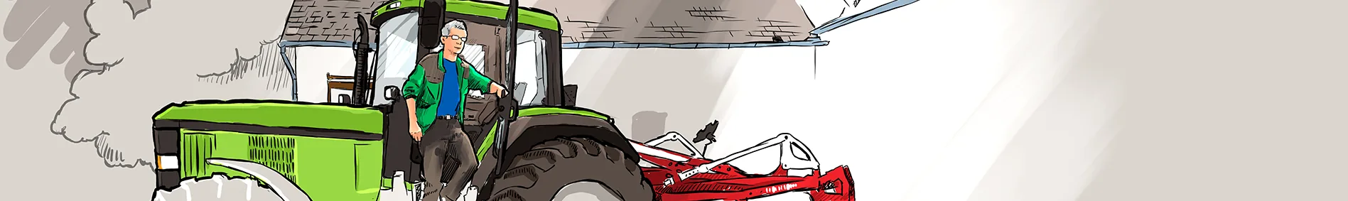 Původní kresba: Štěpán Maiwald u traktoru