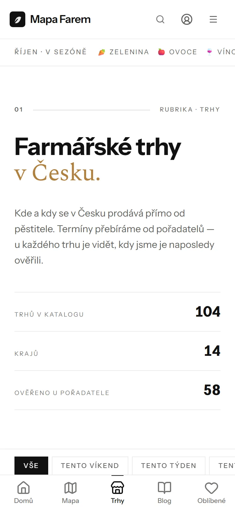 Farmářské trhy na telefonu