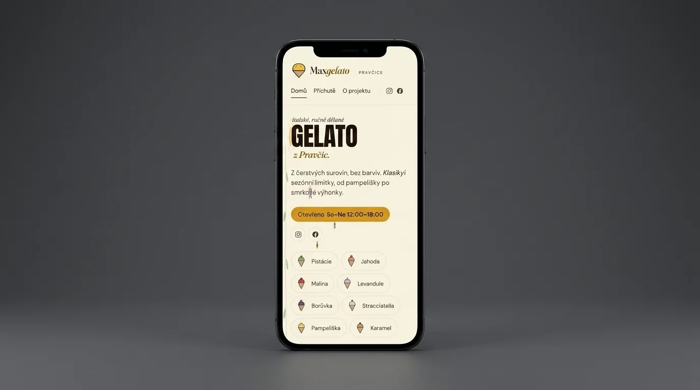 Mobilní verze webu Maxgelato