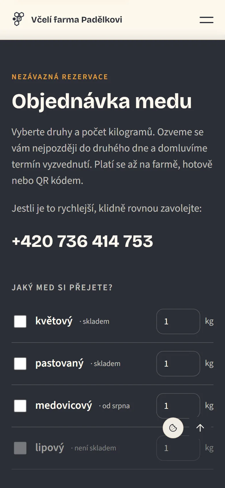 Rezervace medu na telefonu
