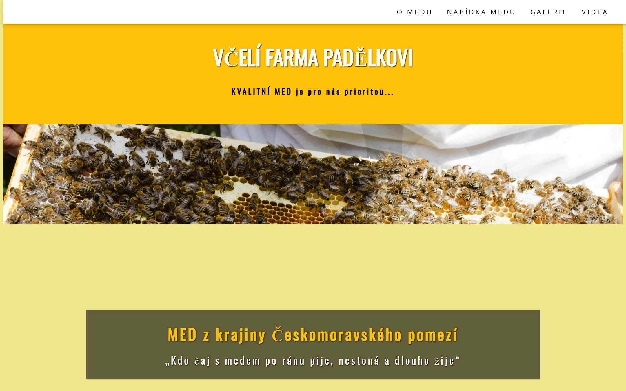 Starý web Včelí farmy Padělkovi, snímek z archivu webu 2021