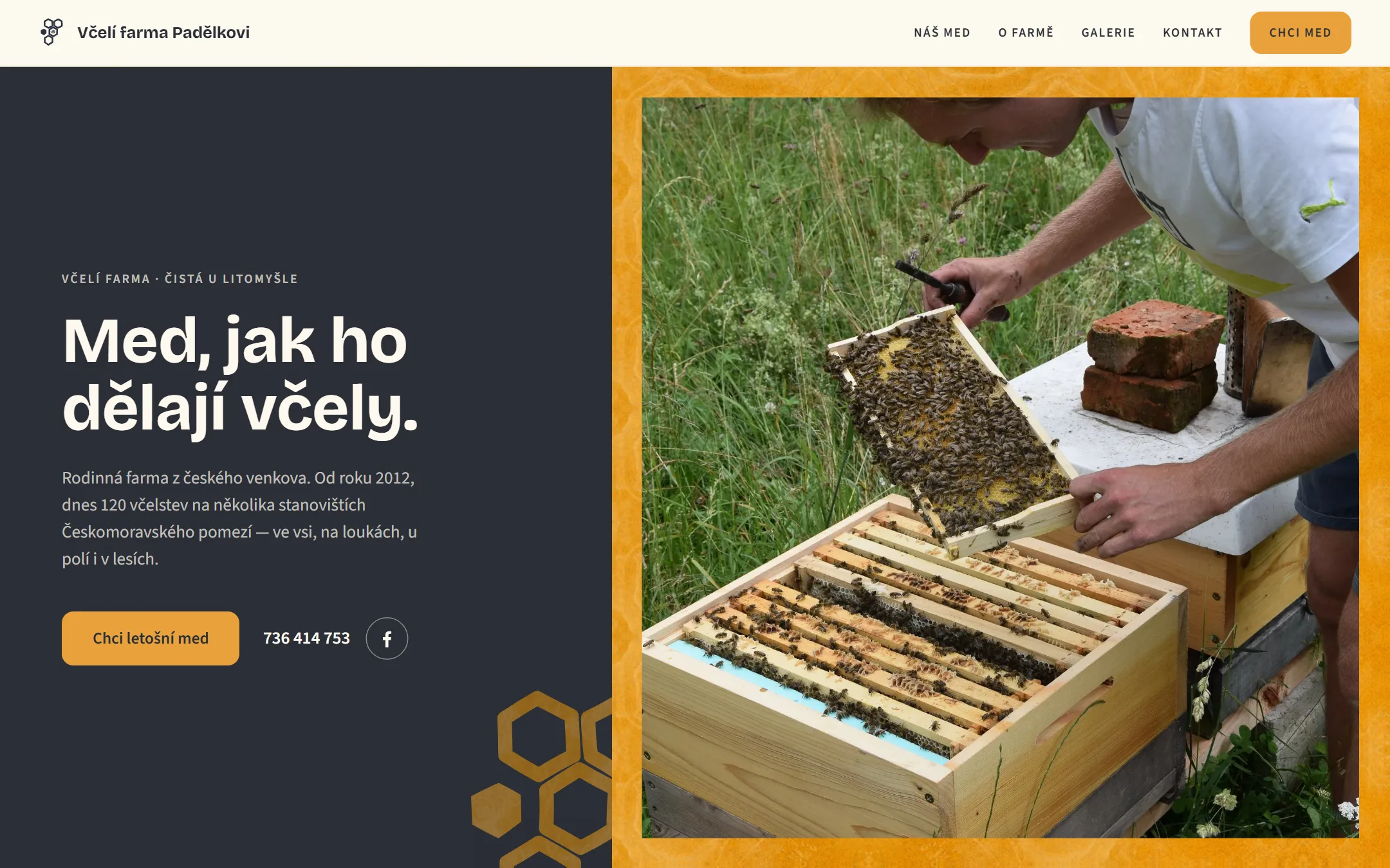 Web Včelí farma Padělkovi na počítači