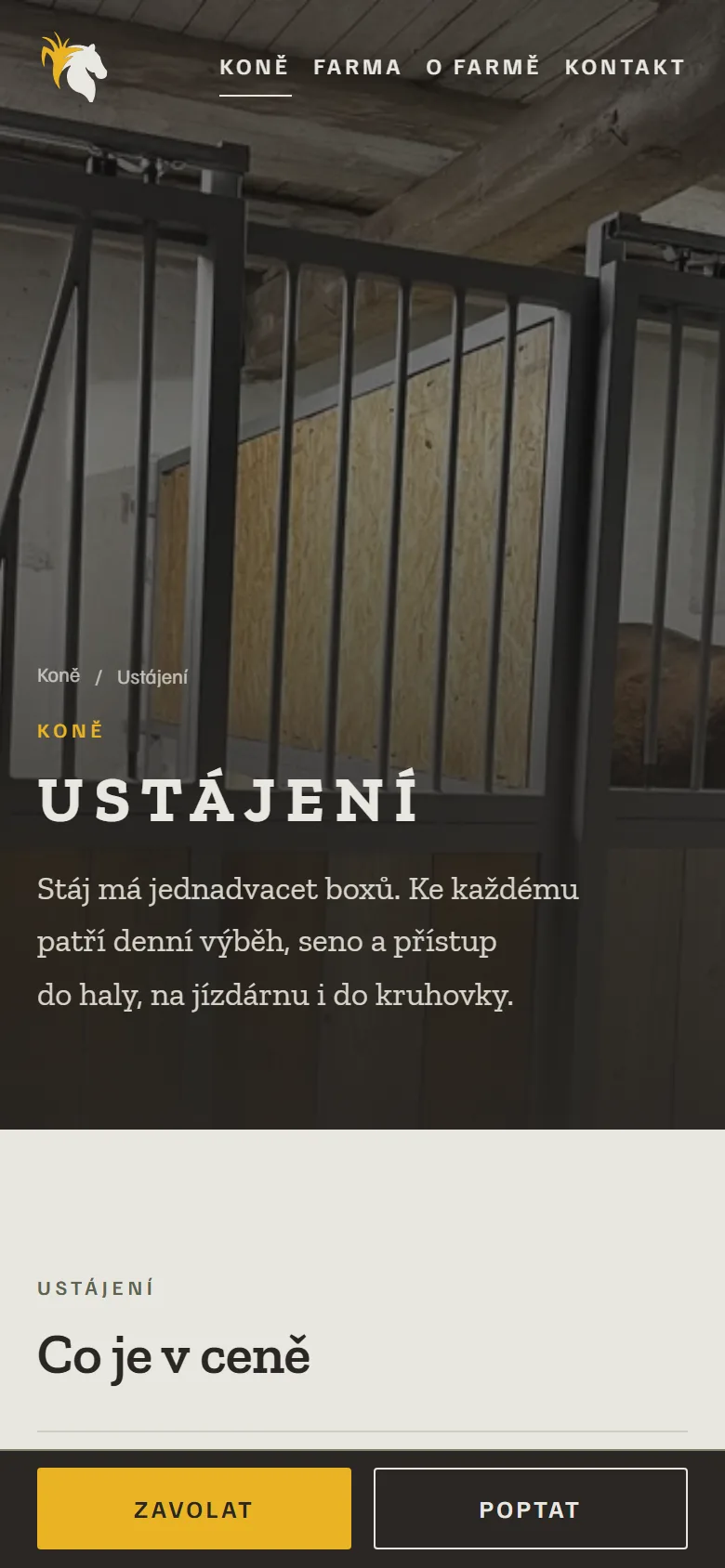 Ustájení na telefonu