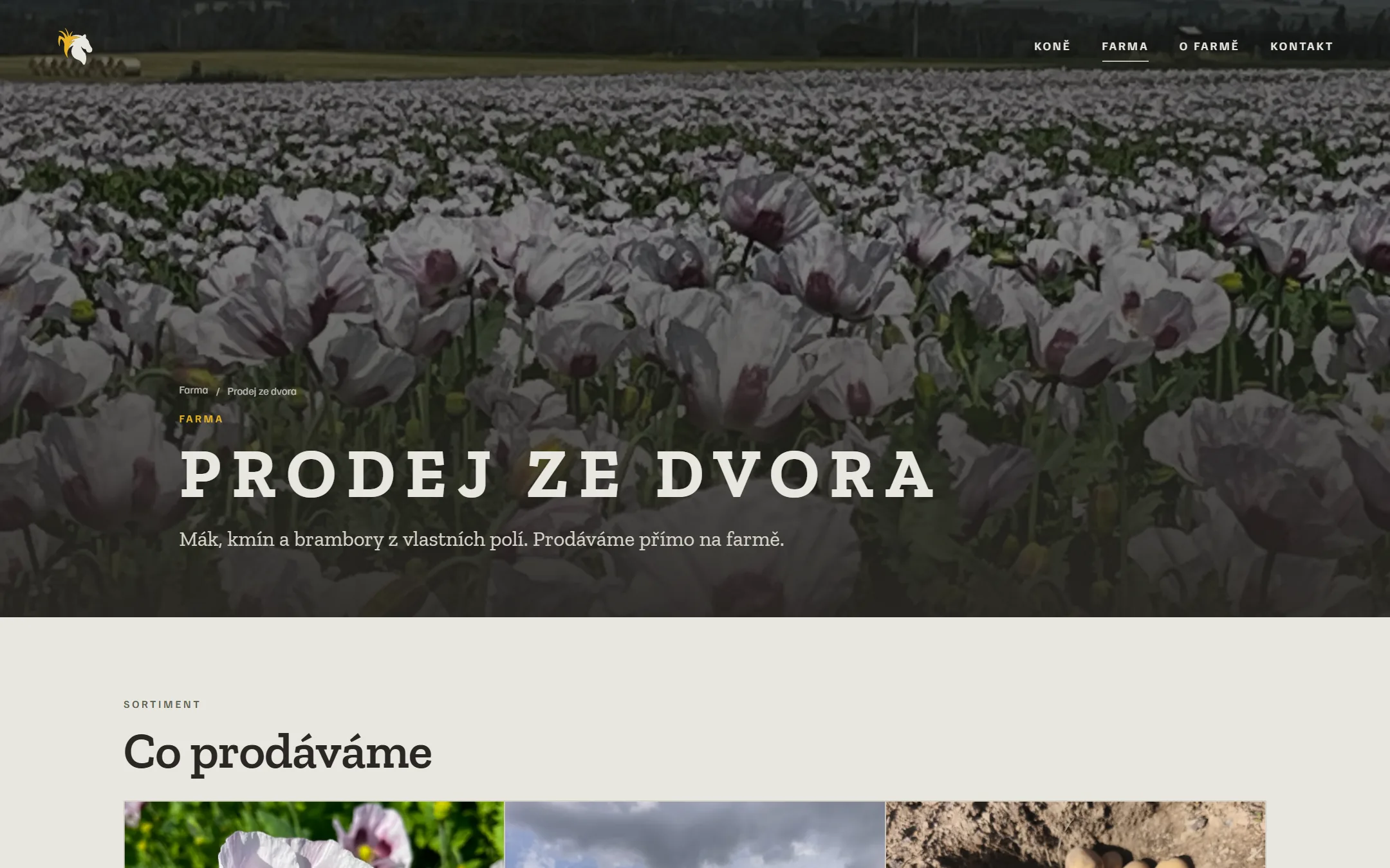 Stránka Prodej ze dvora