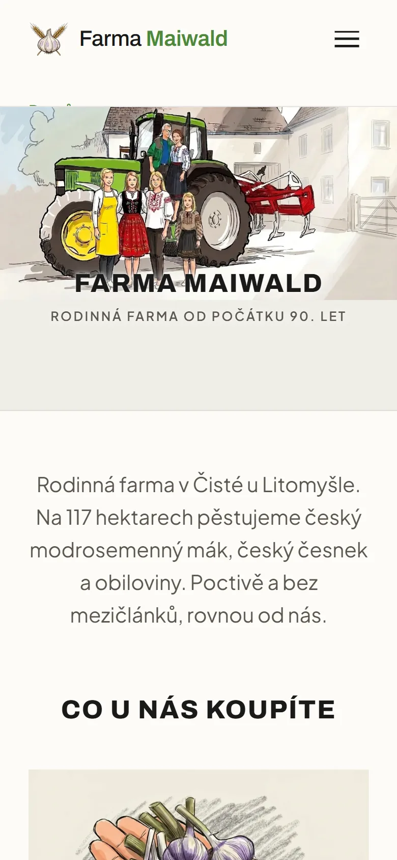 Mobilní verze webu rodinné farmy Maiwald